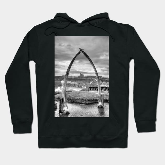 Whitby Whale Bones Arch Framing Whitby Abbey Hoodie by tommysphotos